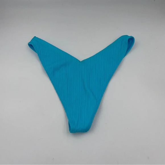 NWOT Frankie’s bikinis Enzo plisse cheeky bottoms aquamarine 12527 - Picture 6 of 9